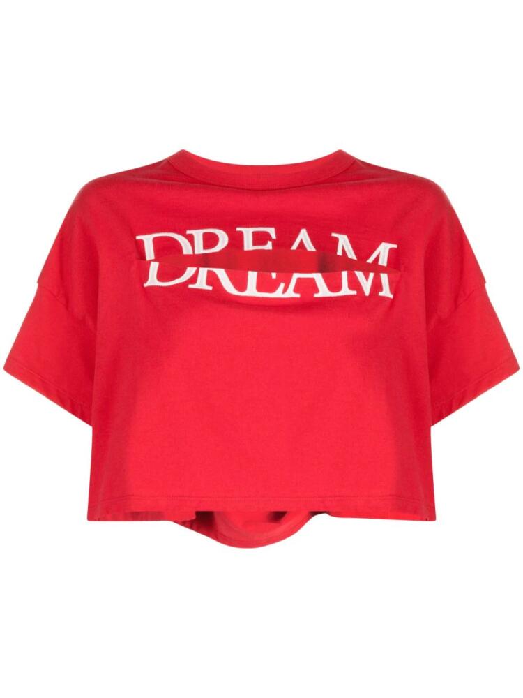 Undercover slogan-print cut-out T-shirt - Red Cover