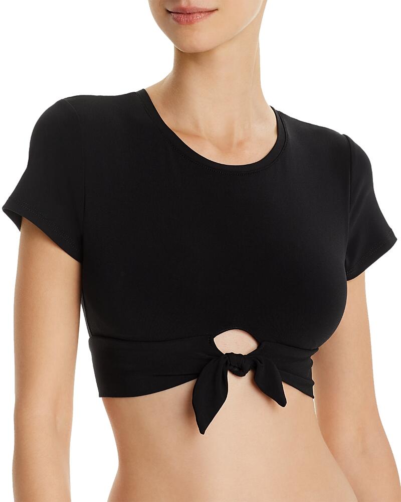 Robin Piccone Ava Solid Cropped T-Shirt Bikini Top Cover