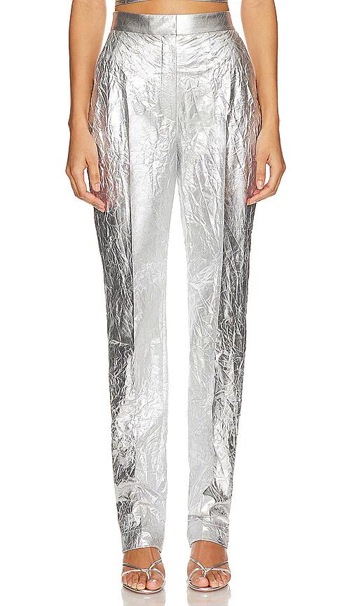 Lapointe Crinkle Trouser in Metallic Silver Cover