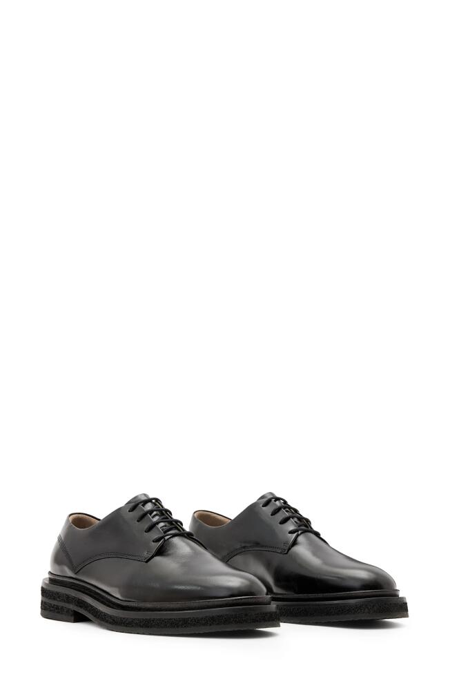 AllSaints Escher Plain Toe Derby in Black Shine Cover