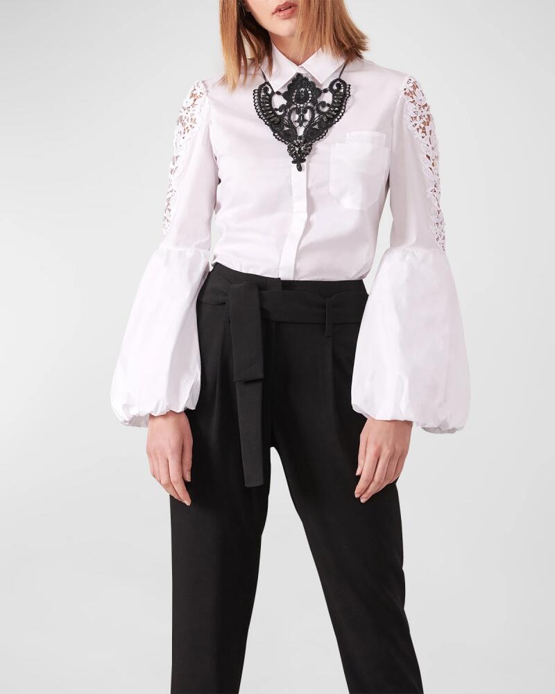 Anne Fontaine Laora Floral-Embroidered Bell-Sleeve Shirt Cover