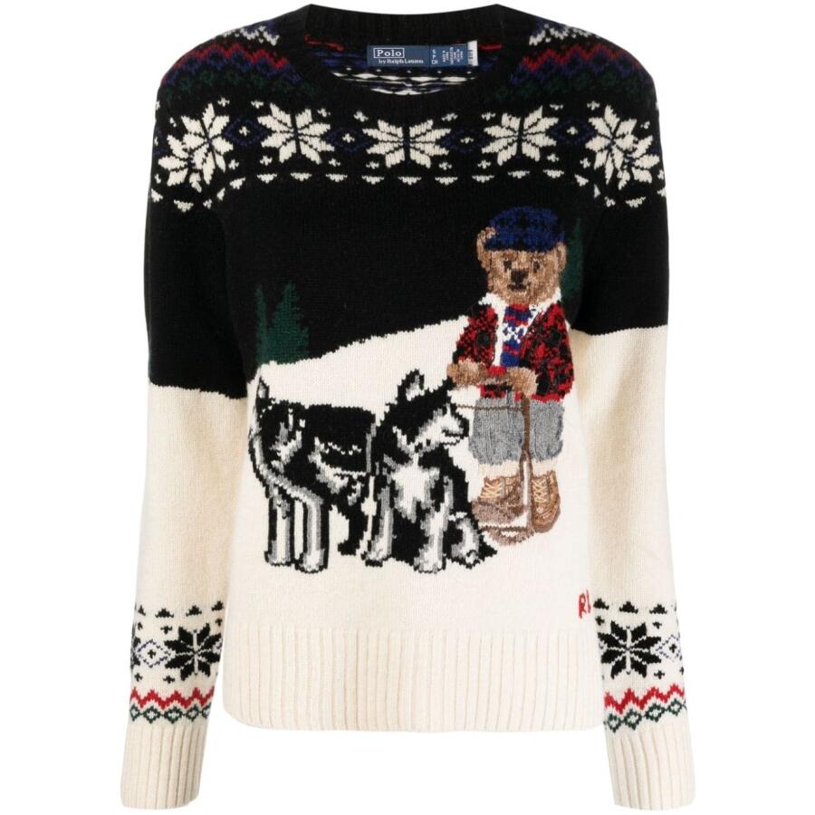 Polo Ralph Lauren Polo Bear Patterned Intarsia-Knit Jumper Sweater Cover