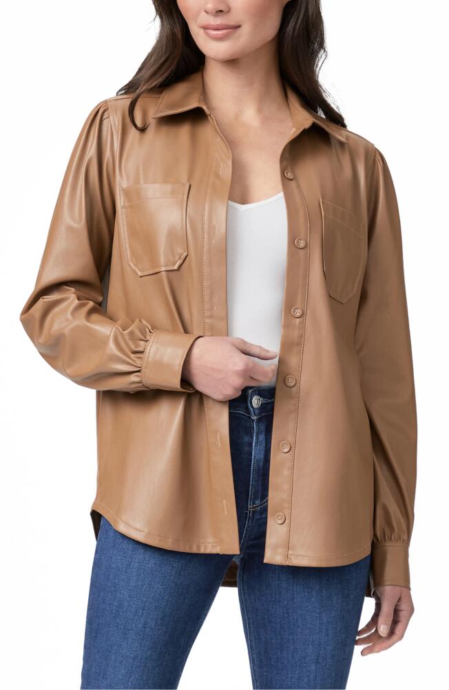 PAIGE Mattie Faux Leather Shirt in Toffee Bronze Cover