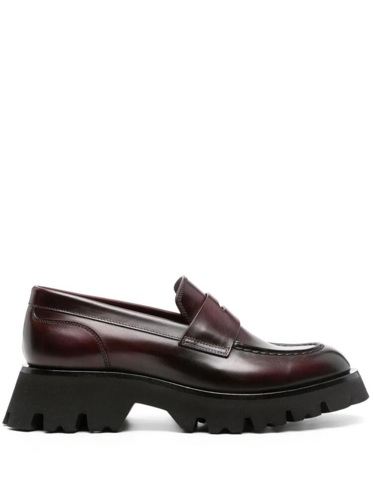 Santoni Alfie penny-slot leather loafers - Red Cover