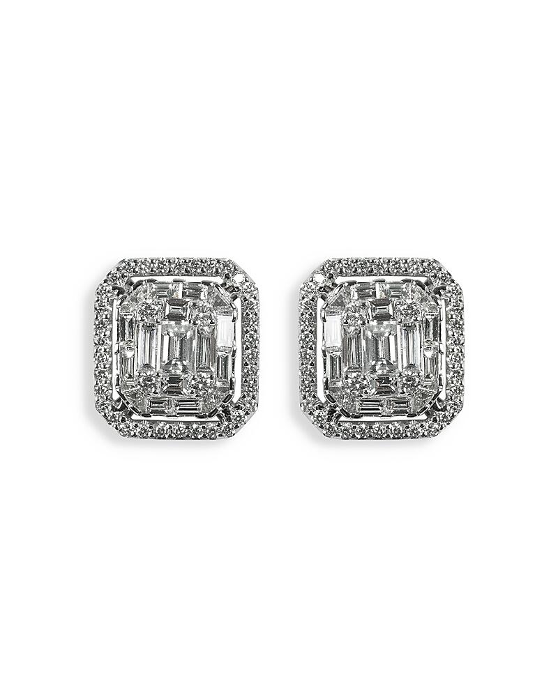 Zydo 18K White Gold Mosaic Diamond Fancy Cut Cluster Halo Stud Earrings, 1.49 ct. t. w. Cover