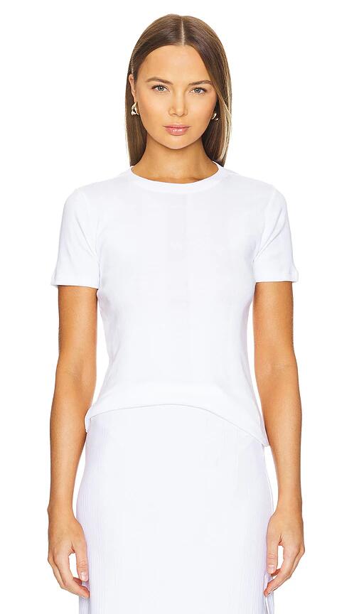 Goldie Short Sleeve Cotton Rib Tee in White Cover