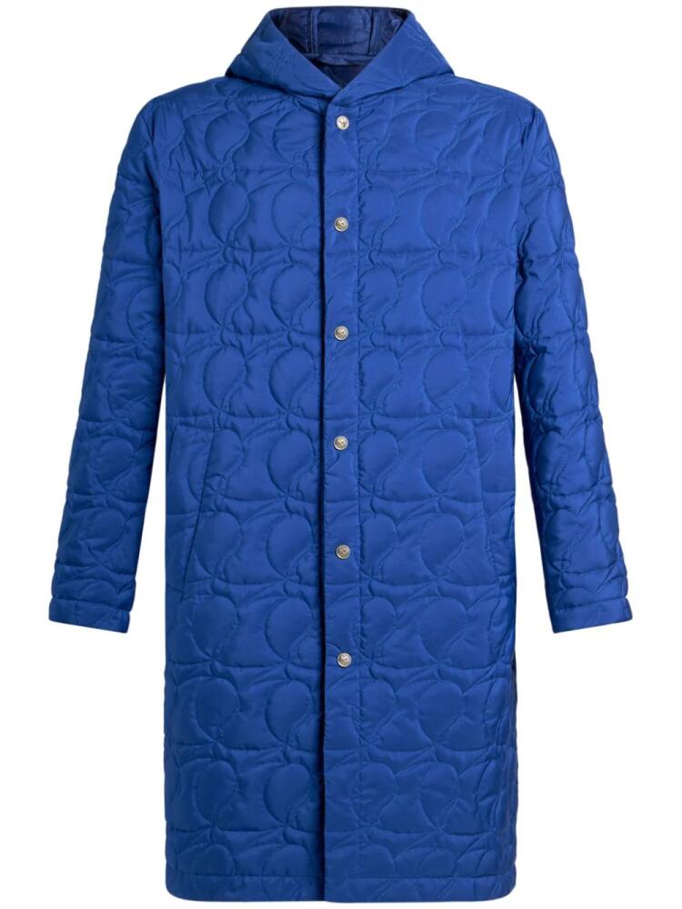 ETRO paisley-quilted hooded coat - Blue Cover