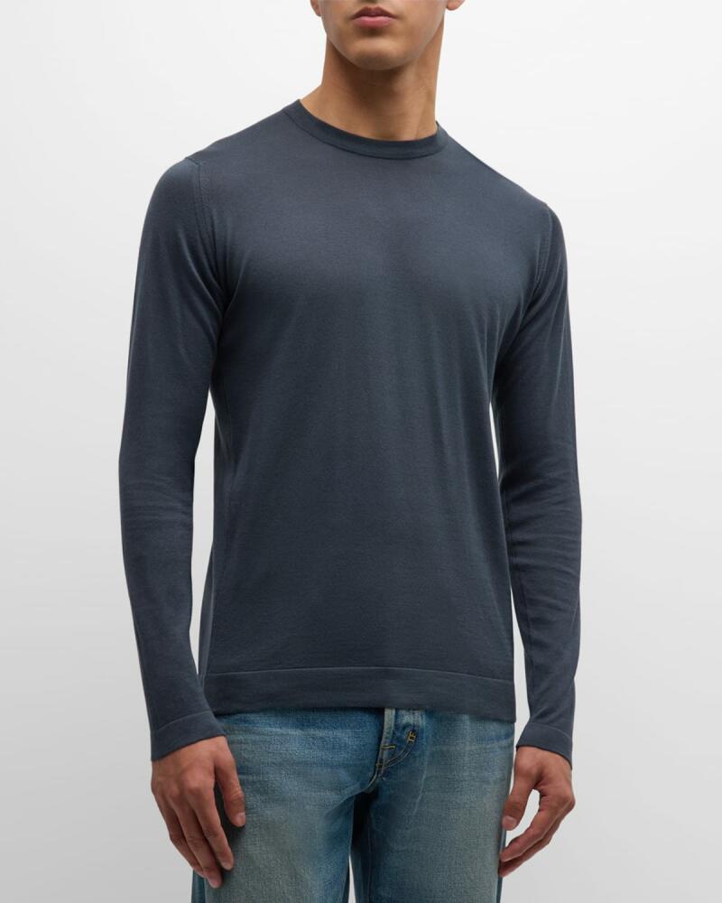 John Smedley Men's Weatherby Sea Island Cotton Crewneck Sweater Cover