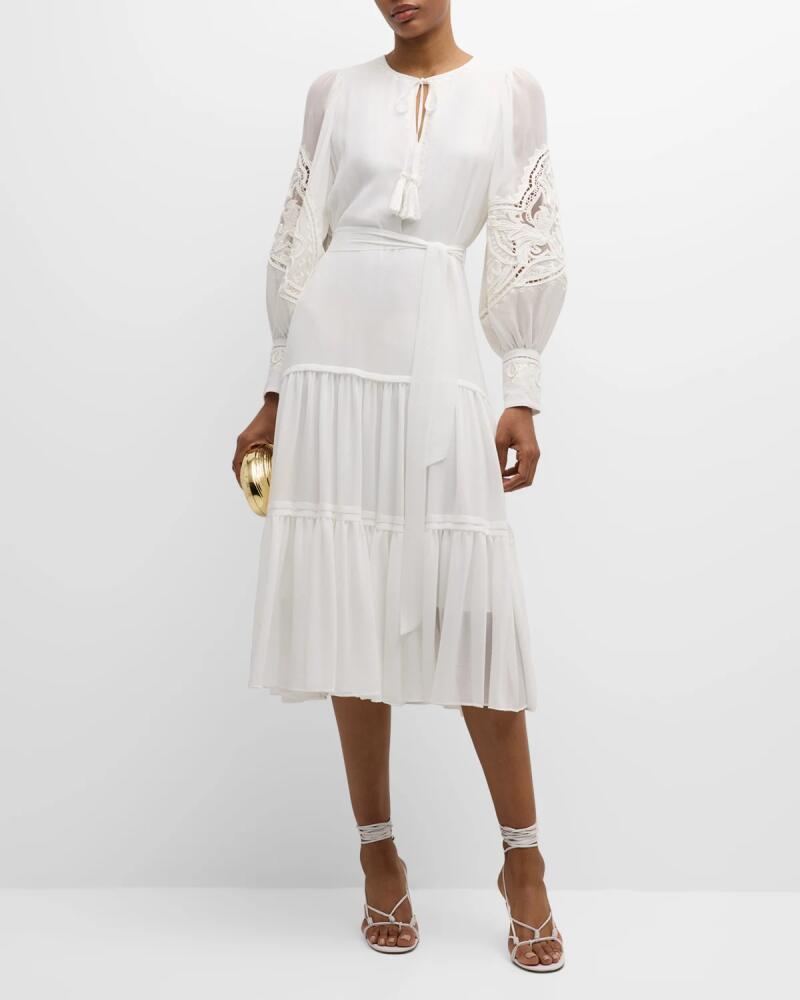 Kobi Halperin Mira Tiered Eyelet-Embroidered Midi Dress Cover