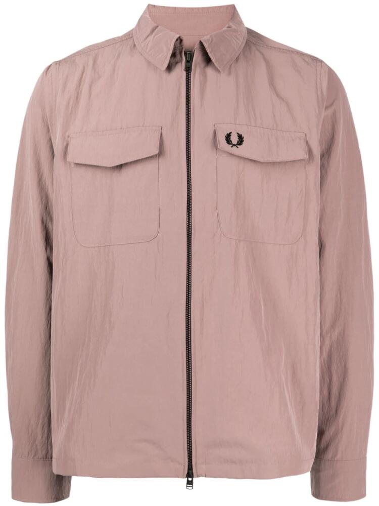 Fred Perry logo-embroidered shirt jacket - Pink Cover