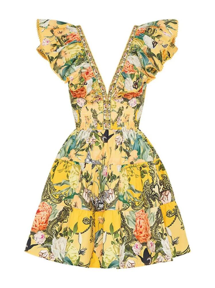 Camilla printed ruffled mini dress - Yellow Cover