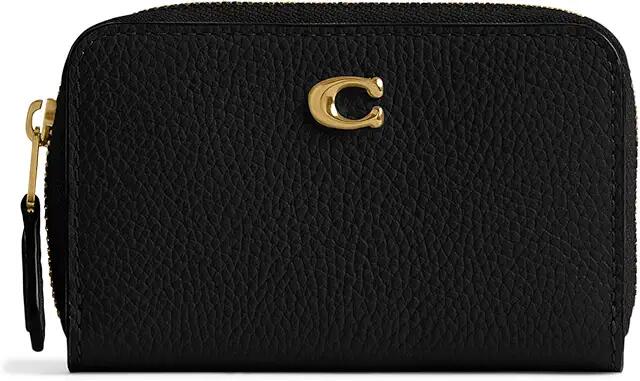 COACH Essential Small Zip Around Card Case (Black) Wallet Handbags Cover