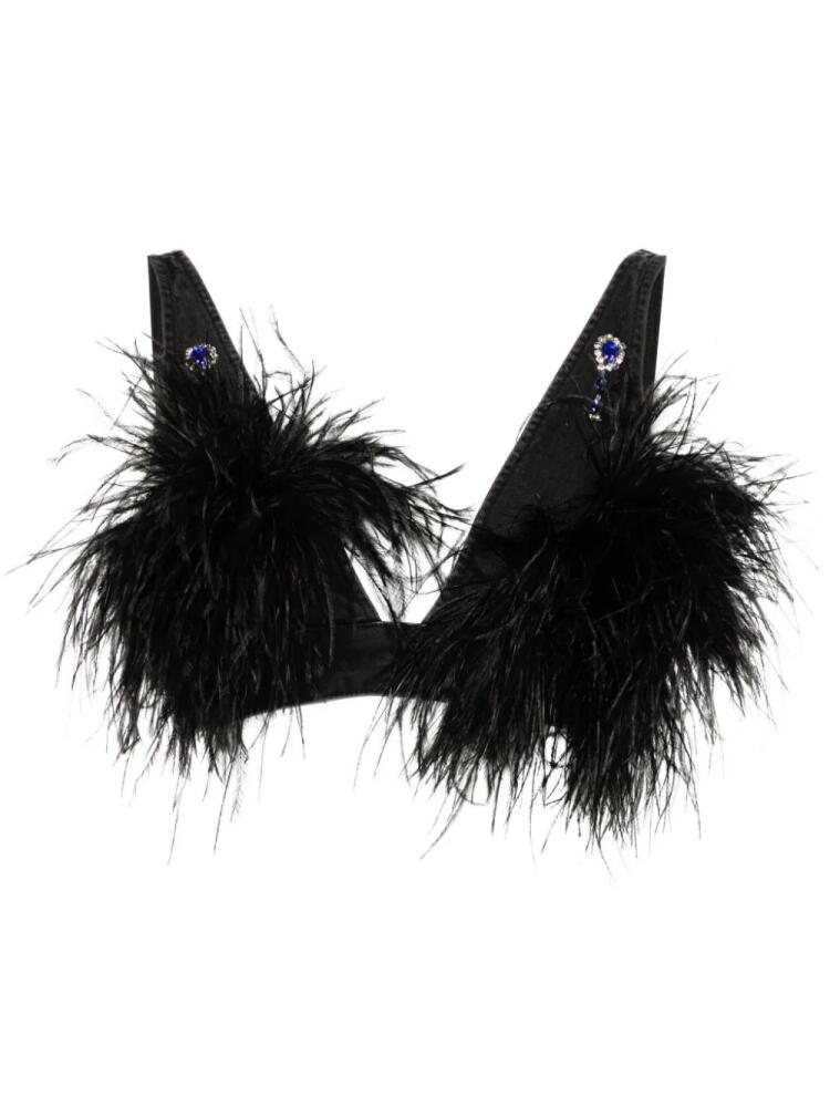 Loulou feather-embellished trim - Black Cover