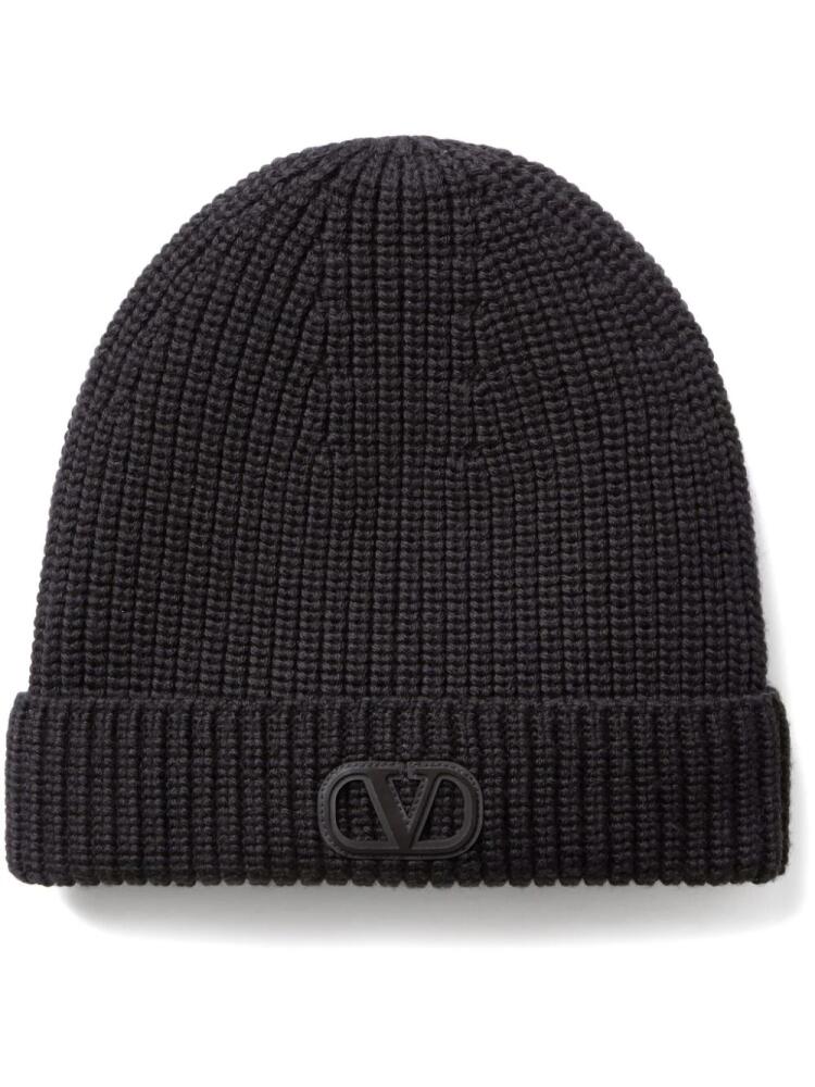 Valentino Garavani VLogo Signature ribbed wool beanie - Black Cover