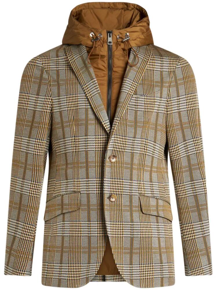 ETRO detachable-hood single-breasted blazer - Yellow Cover