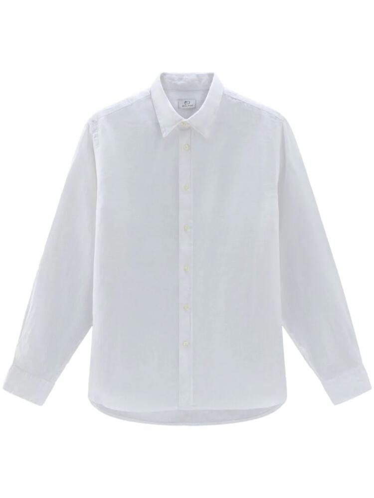 Woolrich point-collar linen shirt - White Cover