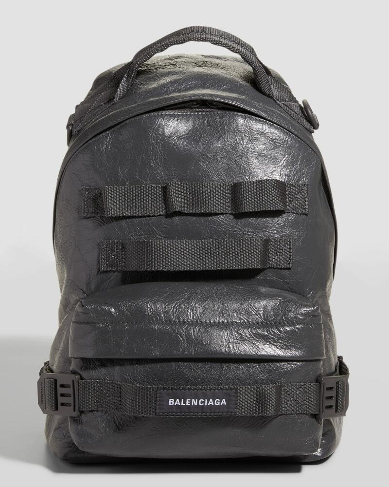 Balenciaga Men's Army Webbed Multi-Strap Leather Backpack Cover