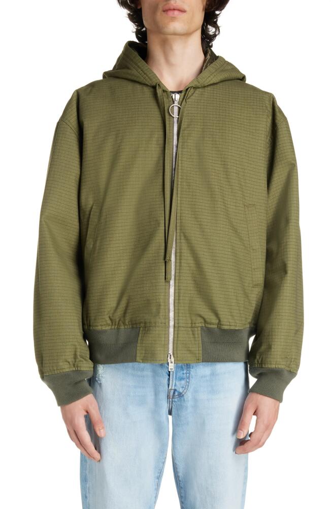 Acne Studios Padded Cotton Ripstop Jacket in Olive Green Cover