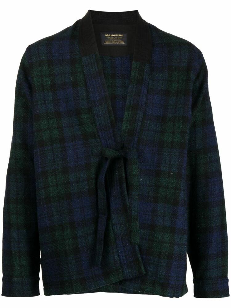 Maharishi tartan front-tie jacket - Blue Cover