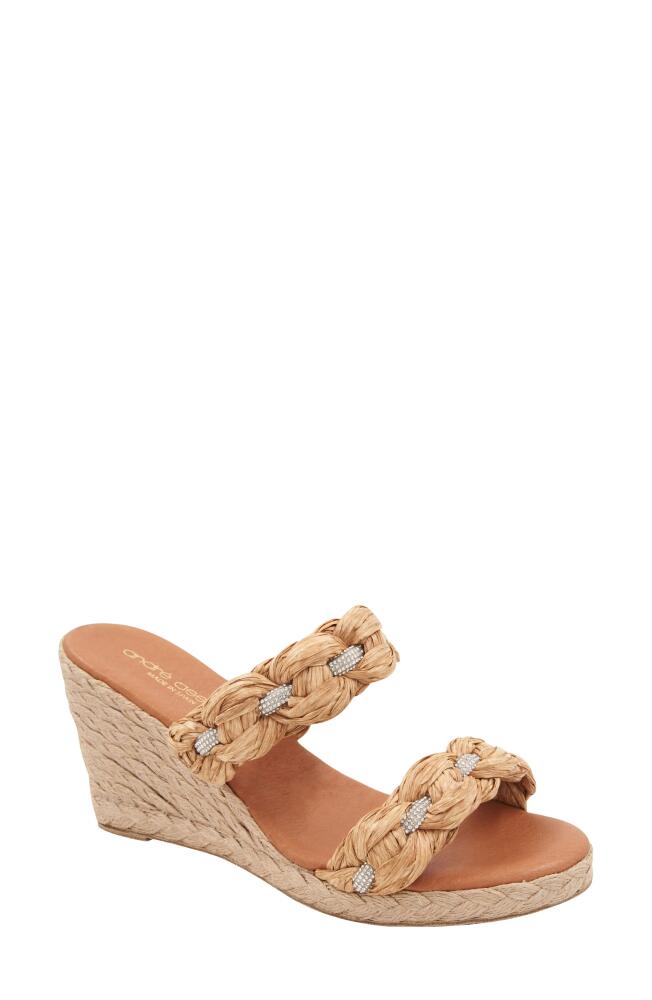 André Assous Nolita Espadrille Wedge Sandal in Natural/Crystal Cover