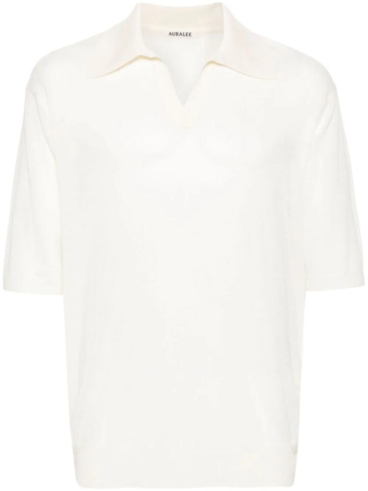 Auralee mélange wool-blend polo shirt - Neutrals Cover