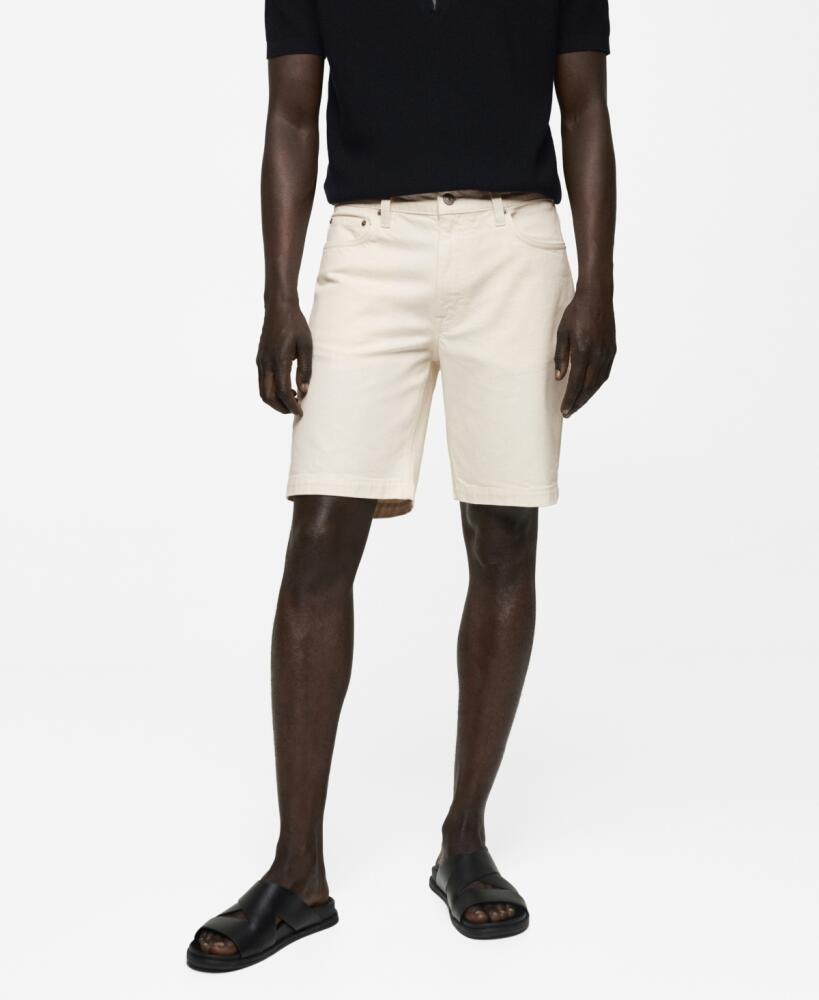 Mango Men's Denim Bermuda Shorts - Off White Cover