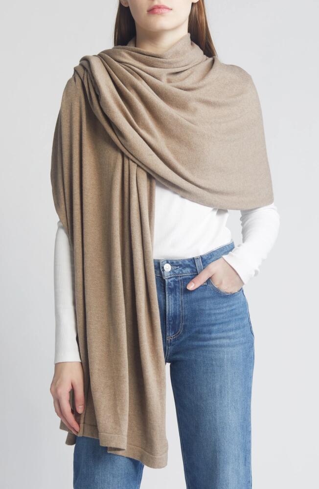 Nordstrom Transitional Knit Travel Wrap in Tan Desert Heather Cover