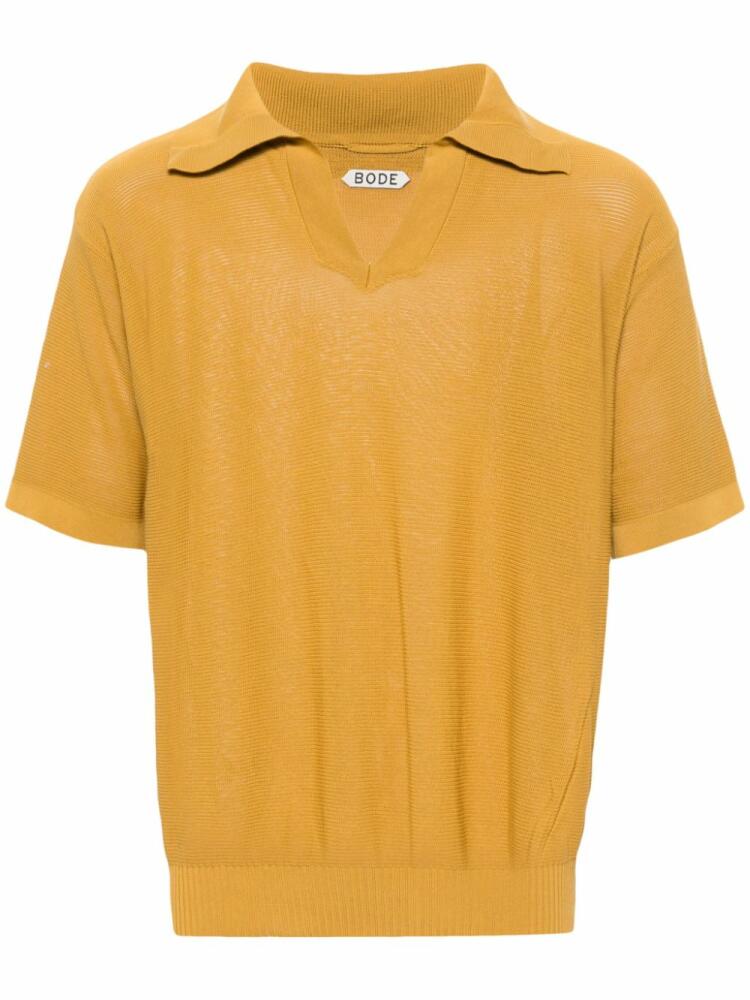 BODE logo-embroidered cotton polo shirt - Yellow Cover