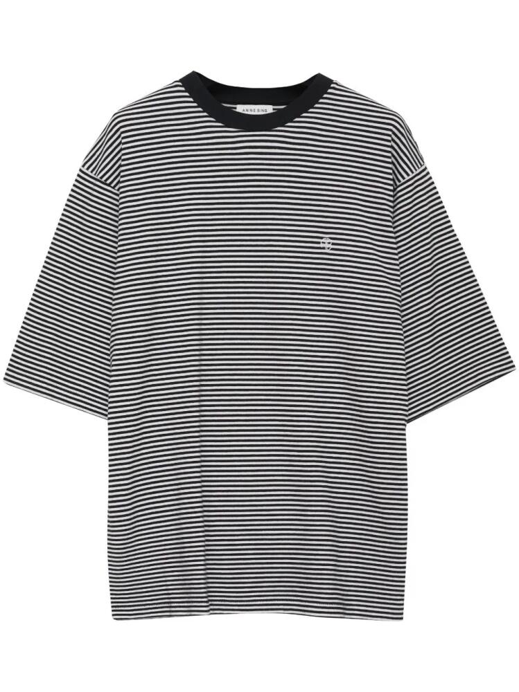 ANINE BING Bo stripe-print T-shirt - Black Cover