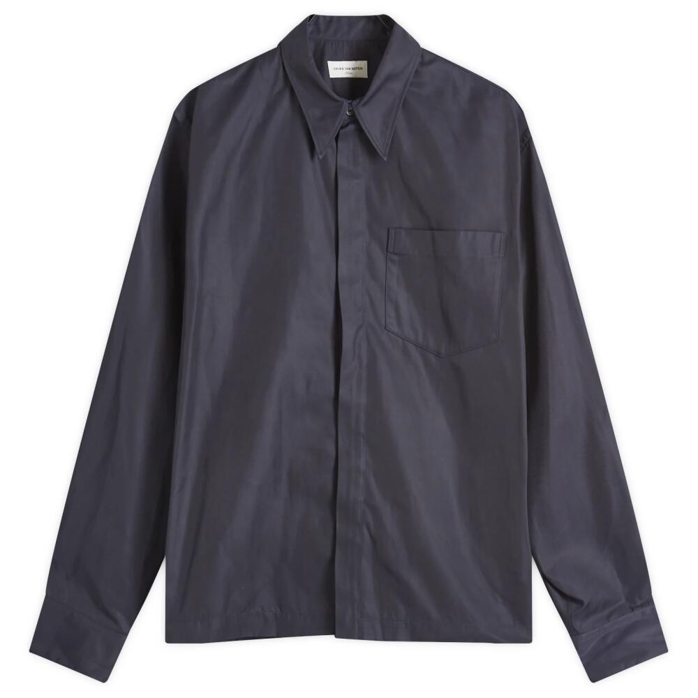 Dries Van Noten Men's Corran Water Repellent Zip Overshirt in Navy Cover