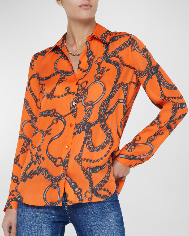 L'Agence Nina Button-Front Silk Blouse Cover