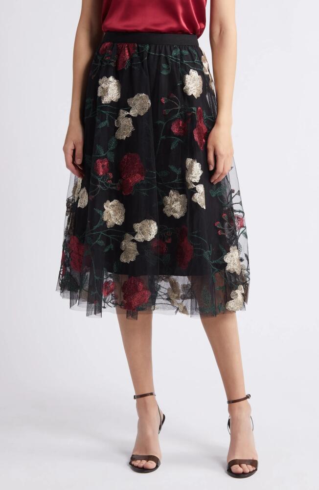 NIKKI LUND Virginia Floral Midi Skirt in Black Cover