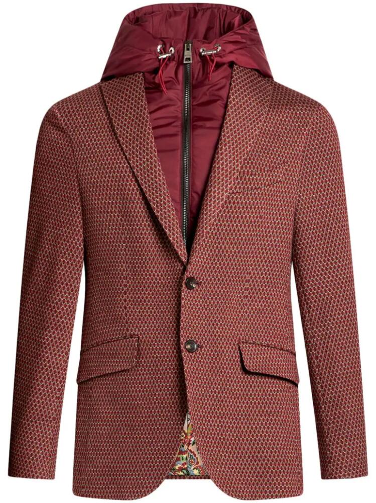 ETRO detachable-hood single-breasted blazer - Red Cover