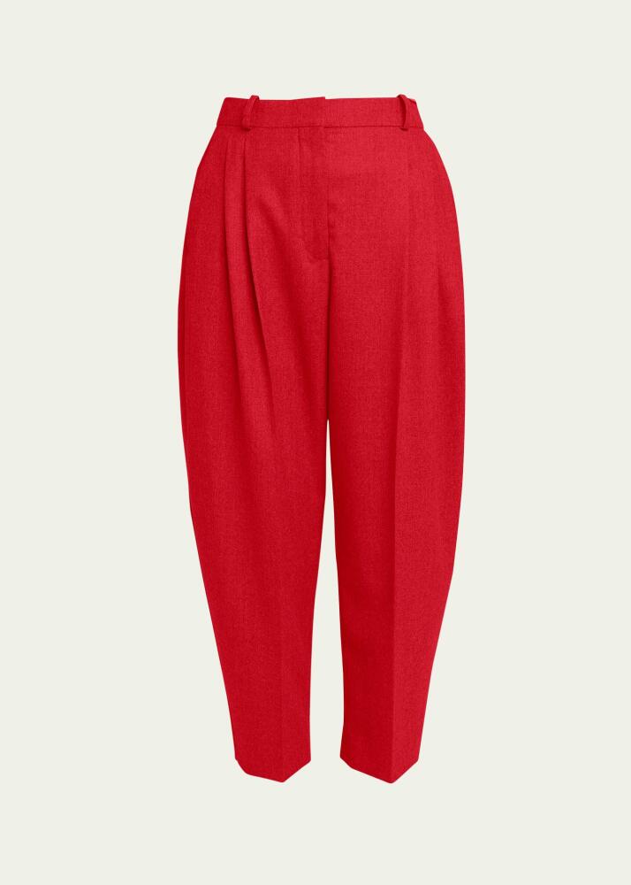 Stella McCartney Cropped Pleat Front Carrot Pants, Blue Cover