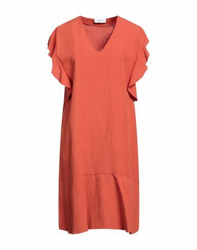 Markup Woman Mini dress Rust Viscose, Linen Cover