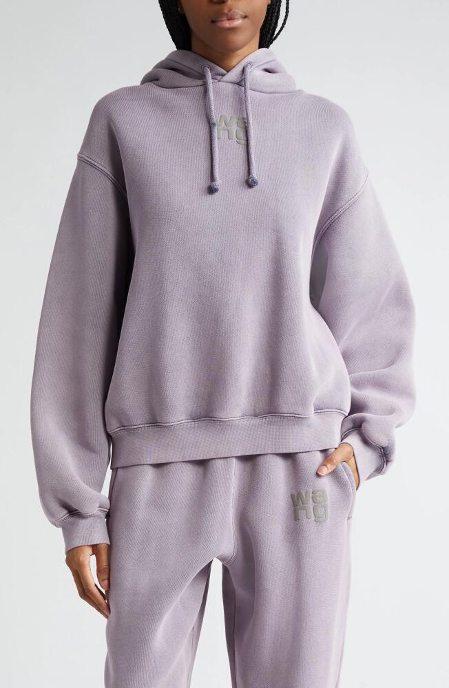 Alexander Wang Gender Inclusive Relaxed Fit Essential Terry Cloth Hoodie in Acid Pink Lavender Cover