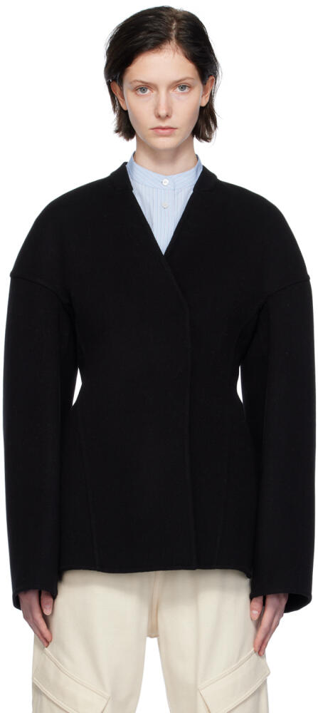 Jil Sander Black Collarless Blazer Cover