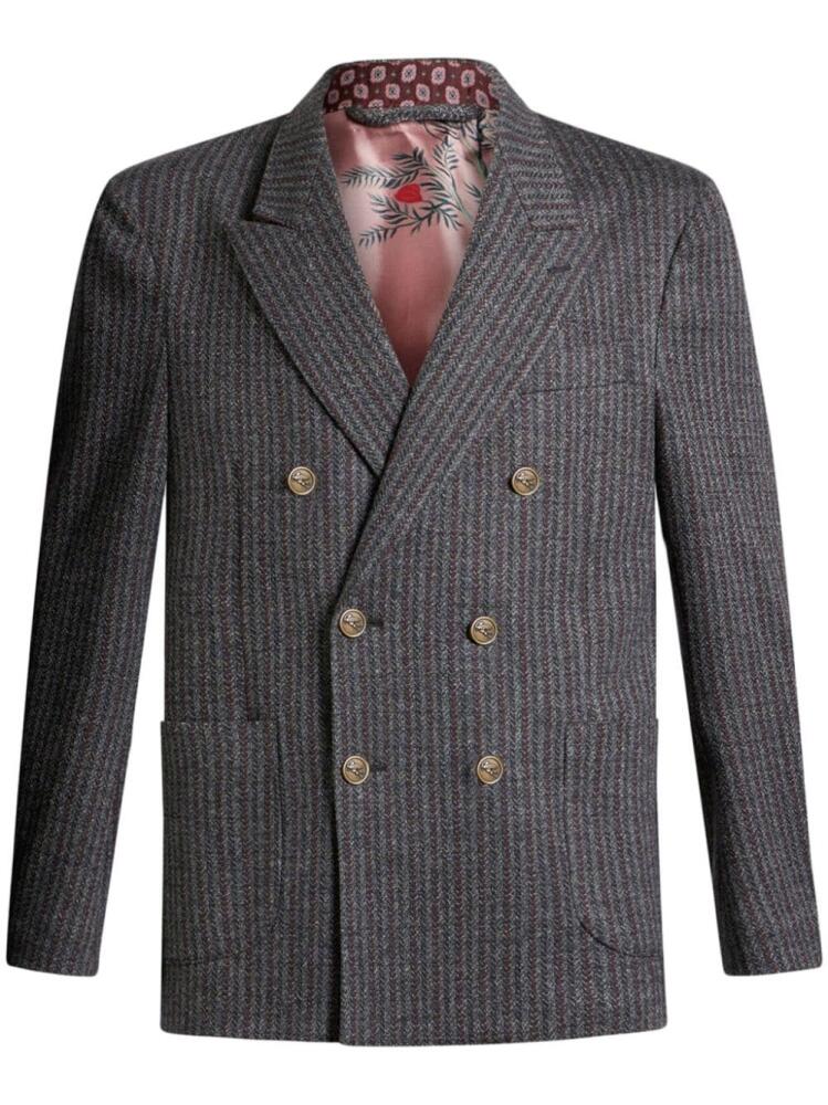 ETRO striped double-breasted blazer - Grey Cover