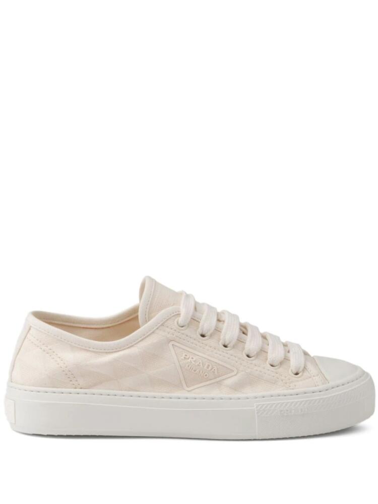 Prada triangle-logo canvas sneakers - Neutrals Cover