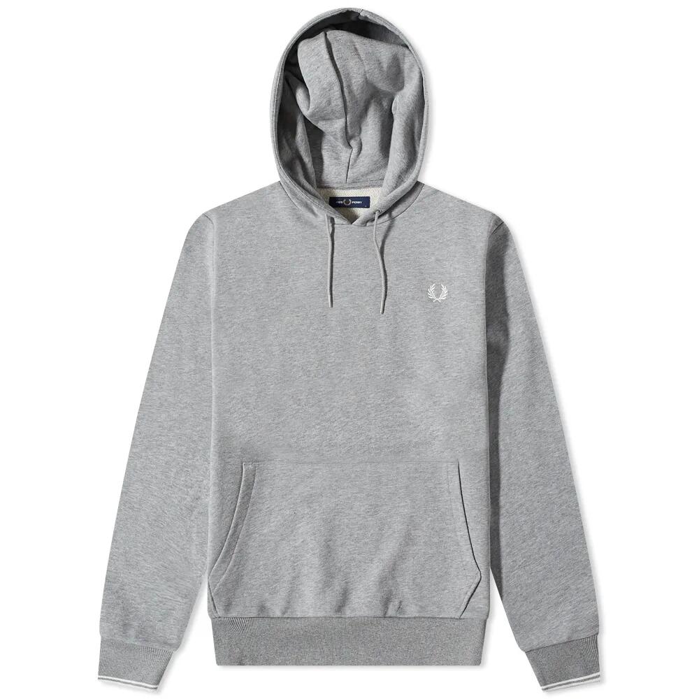 Fred Perry Men's Small Logo Popover Hoodie in Steel Marl Cover