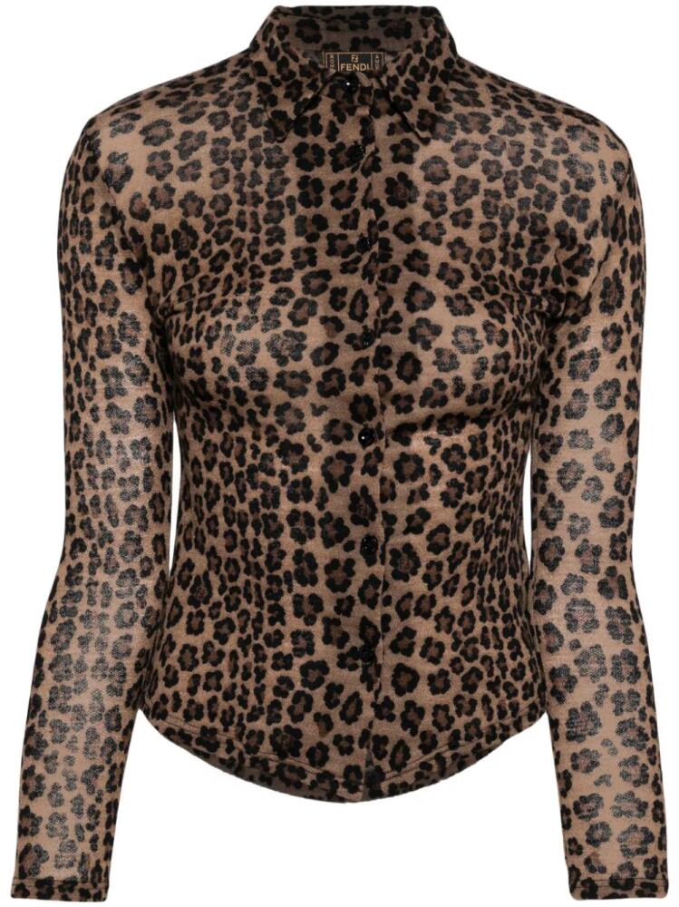 Fendi Pre-Owned leopard-print wool shirt - Brown Cover