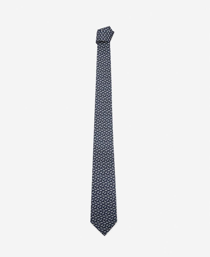 Mango Men's Dog Print Mulberry Silk Tie - Dark Navy Cover