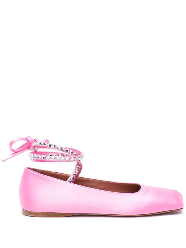 Amina Muaddi Ane satin ballet pumps - Pink Cover