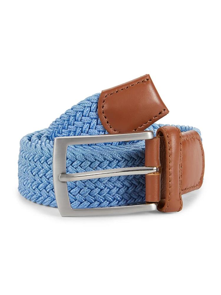 W. Kleinberg Men's Leather Back Woven Belt - Blue Cover