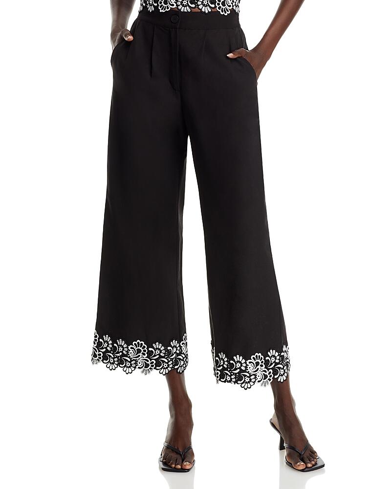 Aqua Lace Trim Cropped Wide Leg Pants - Exclusive Cover