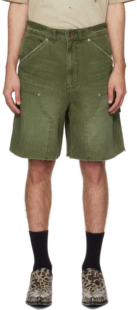 We11done Khaki Faded Cargo Shorts Cover