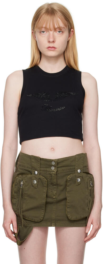 Blumarine Black Crystal-Cut Tank Top Cover