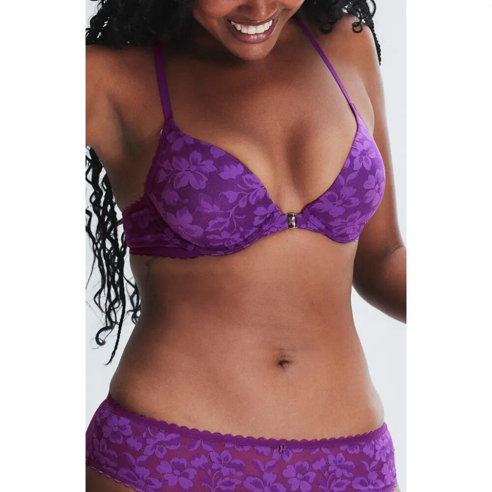 SAVAGE X FENTY Front Closure Lace Push-Up Bra in Purple Gem Cover