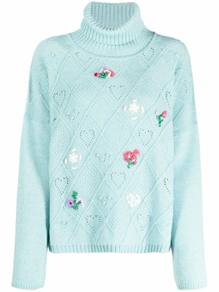 TWINSET x Marco Rambaldi floral-embroidered roll-neck jumper - Blue Cover