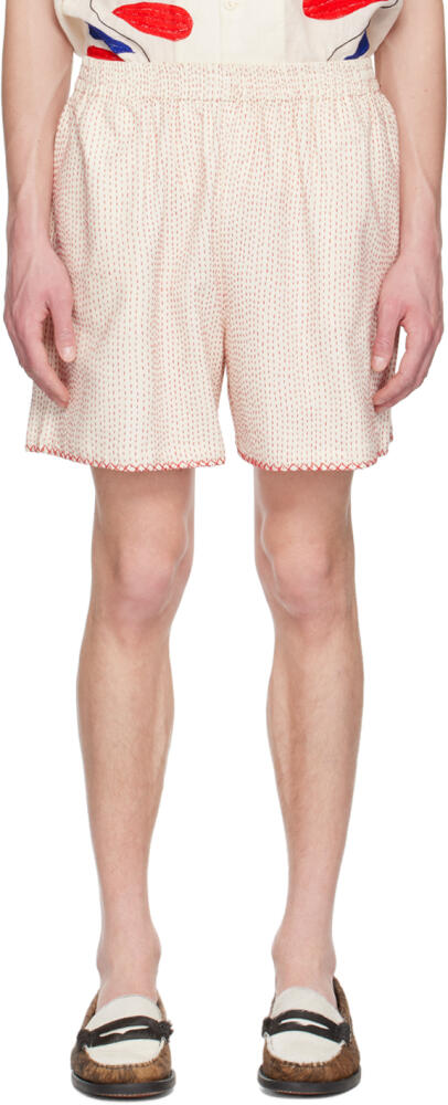 HARAGO Off-White Embroidered Shorts Cover